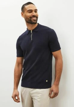Next Bubble Texture Zip Standard - Polo - Indigo Blue