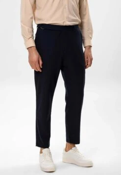 High Waist Belted- Pantalones Chinos - Dark Navy