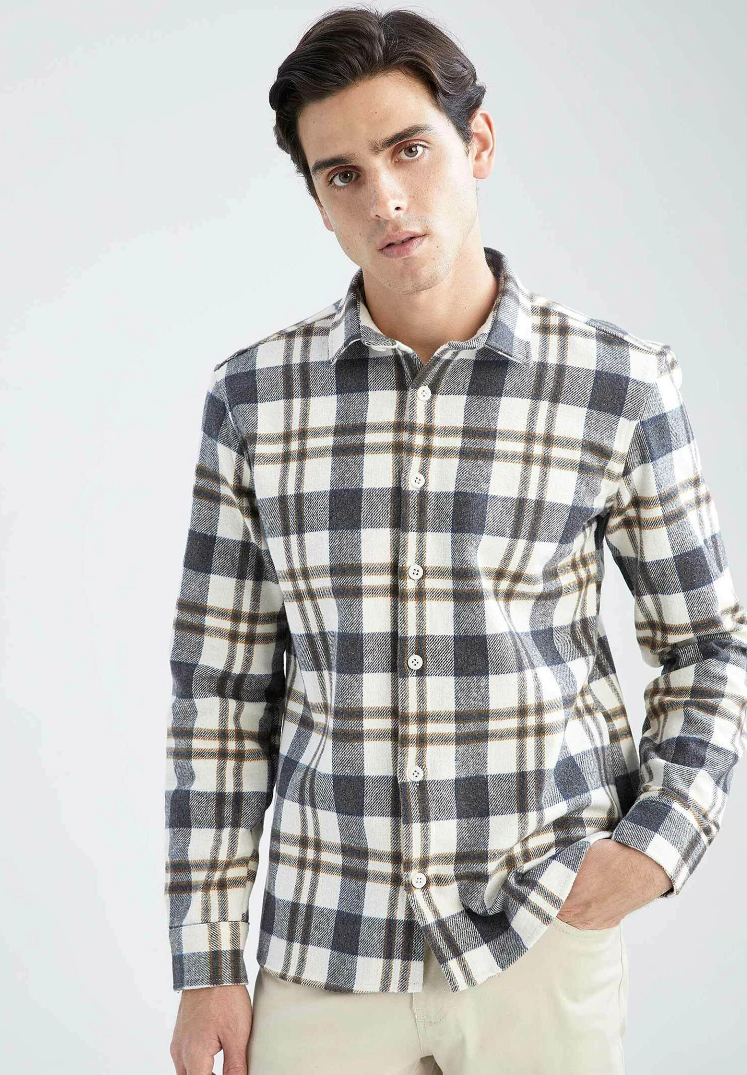 DeFacto Modern Fit- Camisa - Beige 3 DeFacto Modern Fit- Camisa - Beige