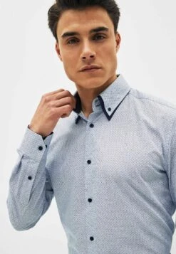 Next Double Collar Trimmed Regular Fit Single Cuff - Camisa - Blue White Geometric Print -Boss Ventas 37a157ff60704d6b917bedabc1f643af