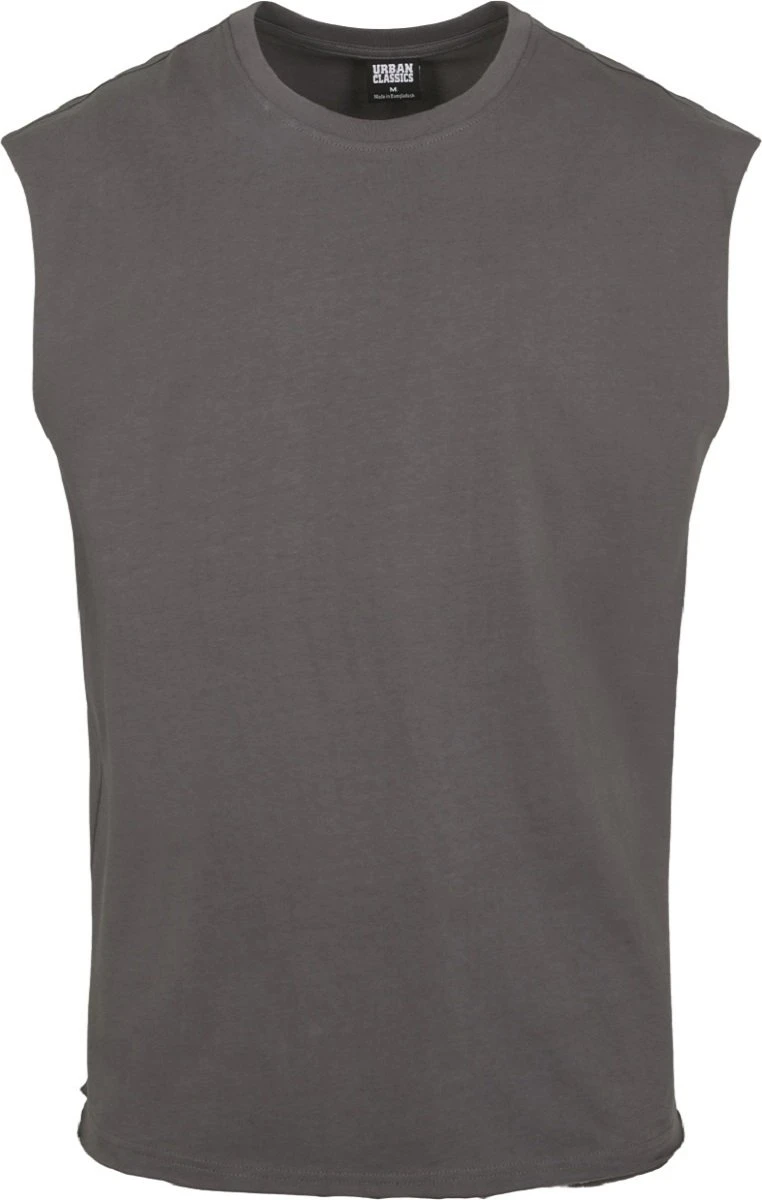 URBAN CLASSICS Open Edge Sleeveless Tee - Top - Grey 3 URBAN CLASSICS Open Edge Sleeveless Tee - Top - Grey
