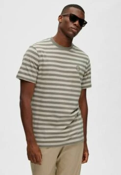 Selected Homme Slhricky StripeSs O-Neck - Camiseta Estampada - Vetiver -Boss Ventas 4d3bd55ef57848a081073da7764c1e64
