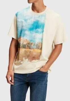 ESPRIT Mit Digitalem Landschafts-Print Vorne - Camiseta Estampada - Beige