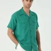 Lapel Collar Short Sleeve- Camisa - Green -Boss Ventas 65b7e14292604d9dbf01b812558d9ea3