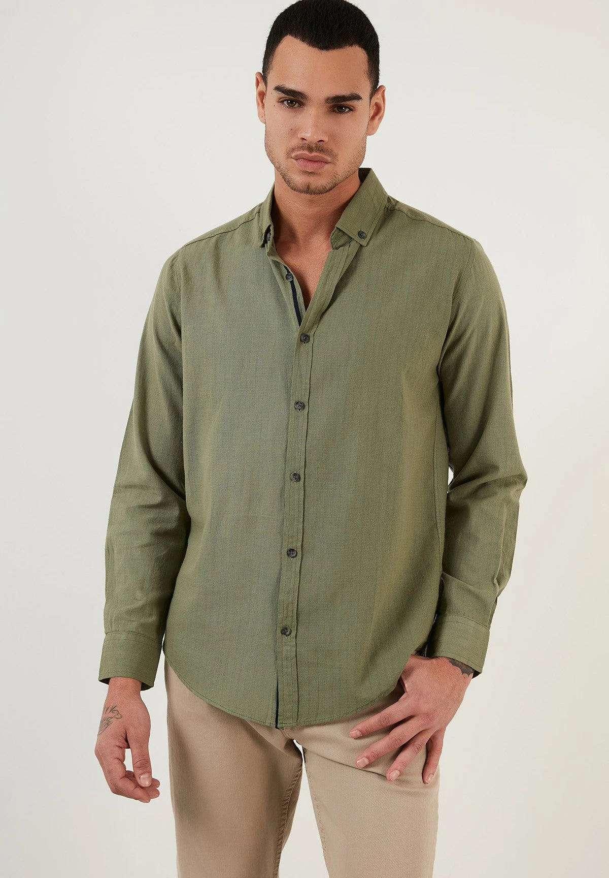 Regular Fit - Camisa - Khaki 5 Regular Fit - Camisa - Khaki - Imagen 3