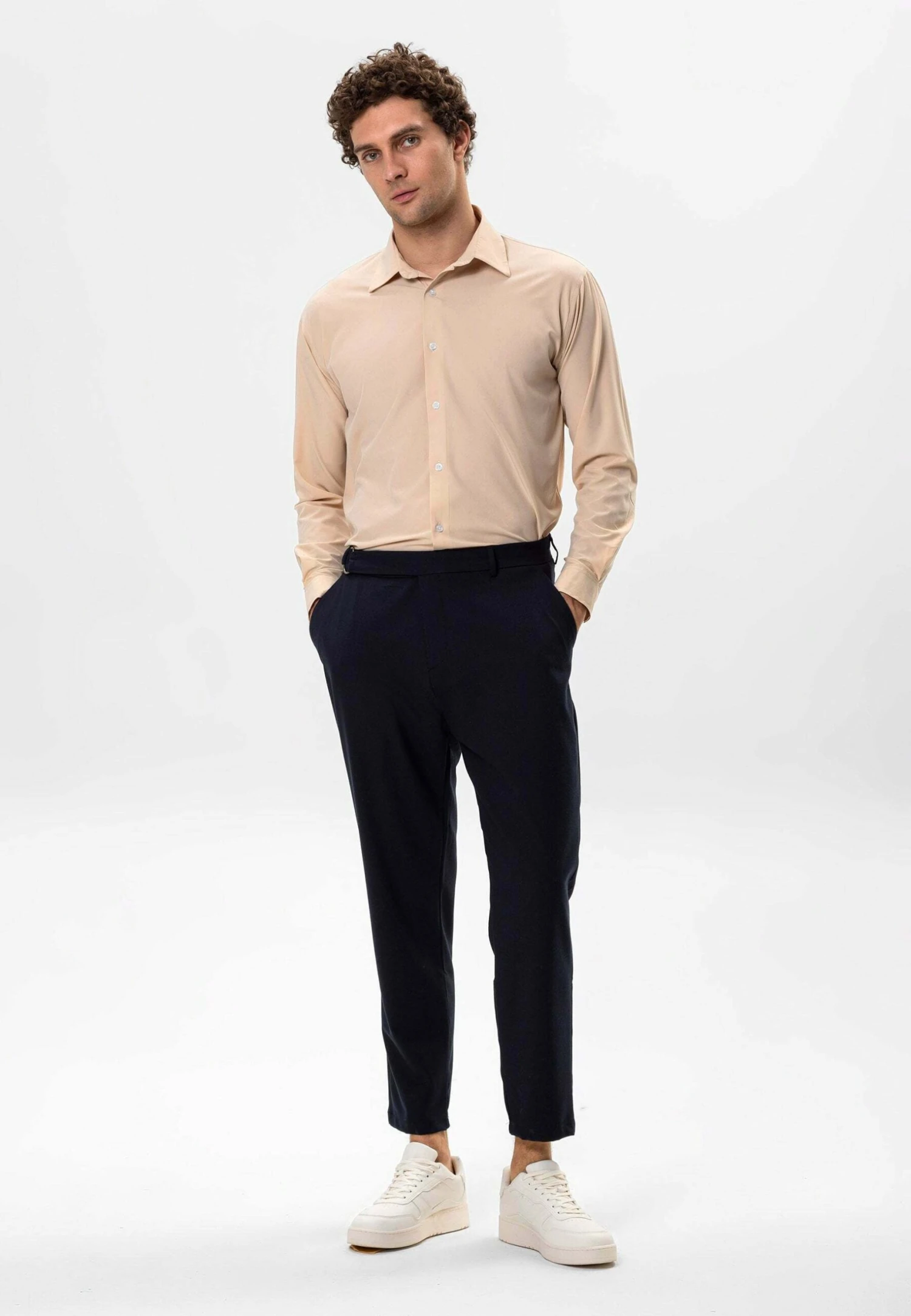 High Waist Belted- Pantalones Chinos - Dark Navy 4 High Waist Belted- Pantalones Chinos - Dark Navy - Imagen 2
