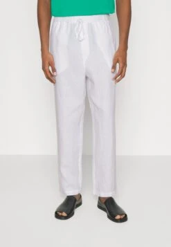 120% Lino Pantalone Uomo - Pantalones - White