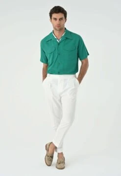 Lapel Collar Short Sleeve- Camisa - Green -Boss Ventas 7b51477855b444e7bb487ae7f85dd449