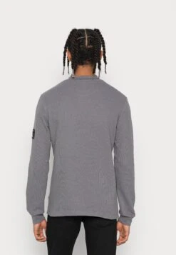 Calvin Klein Jeans Monogram Badge Waffle Tee - Camiseta De Manga Larga - Fossil Grey -Boss Ventas 892ca9d4c1854acc81b94b2a77c44614