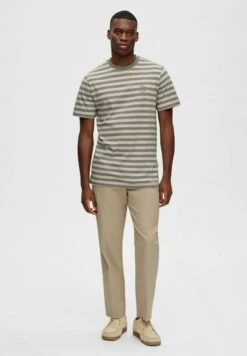 Selected Homme Slhricky StripeSs O-Neck - Camiseta Estampada - Vetiver -Boss Ventas 9b7cae04027547e8ba31d333576f08d5