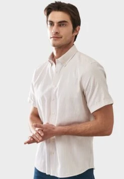 Short Sleeved - Camisa - White Beige -Boss Ventas 9eb7552209a2481fb678820f345efc29