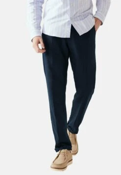 Marks & Spencer Linen Regular Fit - Pantalones - Navy