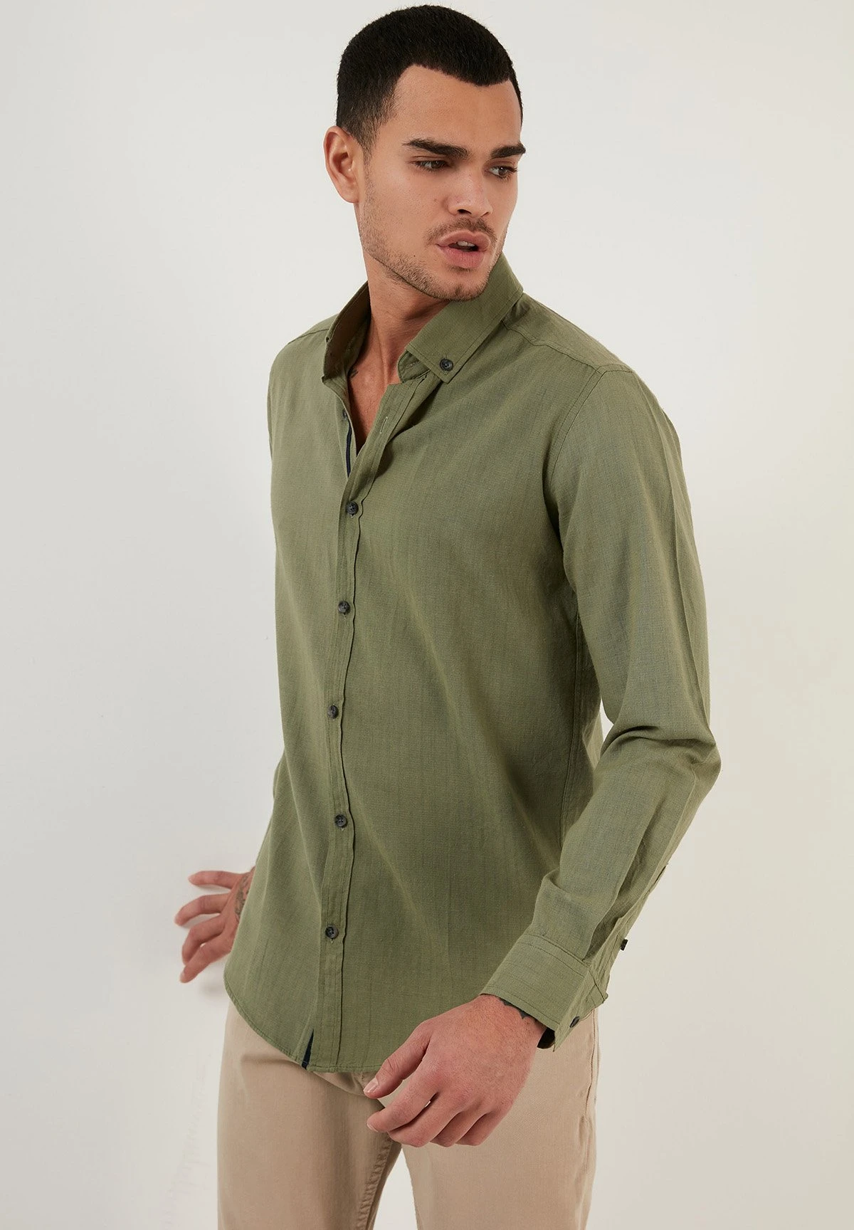 Regular Fit - Camisa - Khaki 4 Regular Fit - Camisa - Khaki - Imagen 2