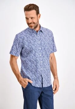 Aop Box S/S - Camisa - Dk Blue