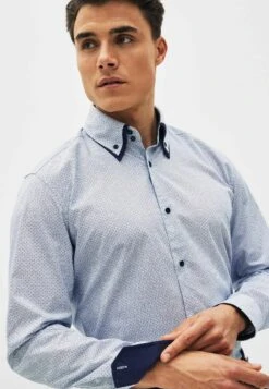 Next Double Collar Trimmed Regular Fit Single Cuff - Camisa - Blue White Geometric Print -Boss Ventas e8137171442149548a4818c322778116