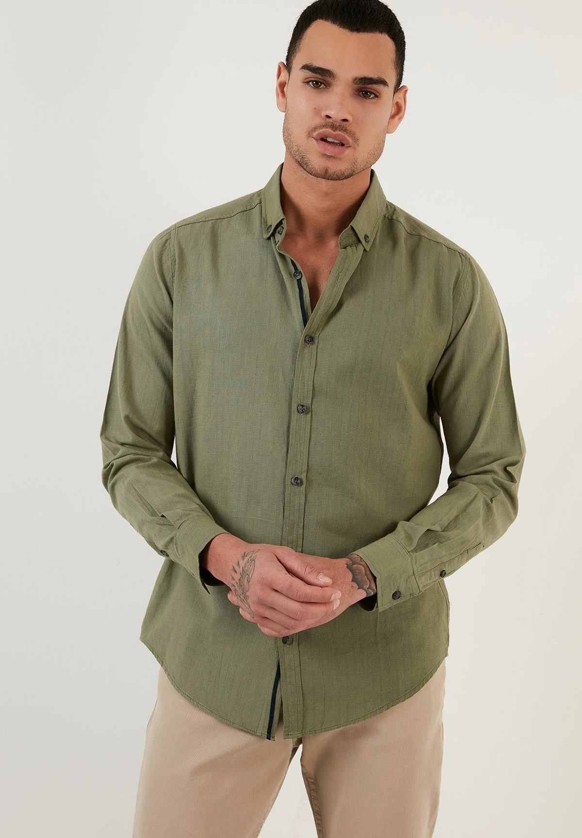 Regular Fit - Camisa - Khaki 6 Regular Fit - Camisa - Khaki - Imagen 4