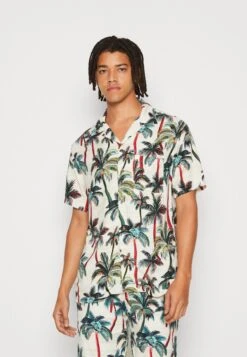 Scotch & Soda Short Sleeved Camp Shirt - Camisa - Offwhite Palmtrees