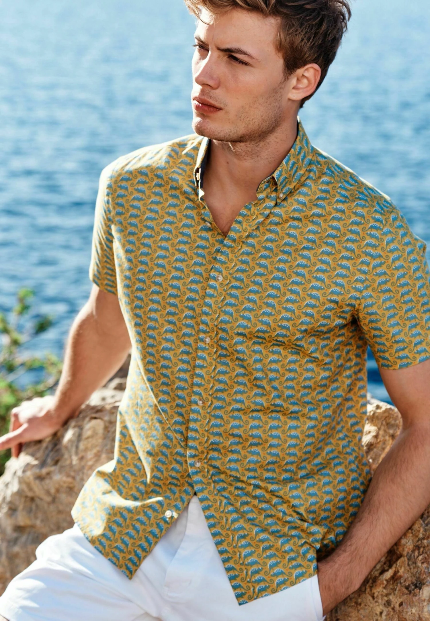 Next Conversational Printed Short Sleeve Standard - Camisa - Yellow 5 Next Conversational Printed Short Sleeve Standard - Camisa - Yellow - Imagen 3